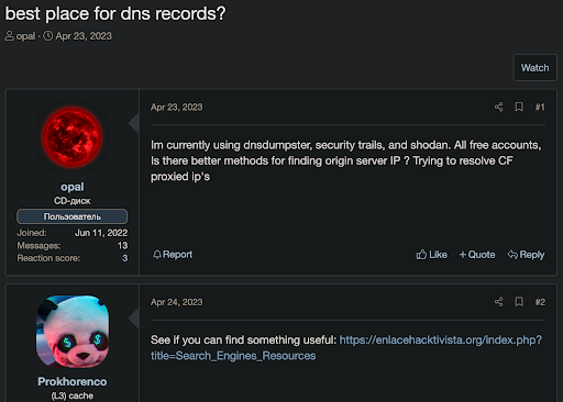 An example of cybercriminals discussing ways to audit subdomains